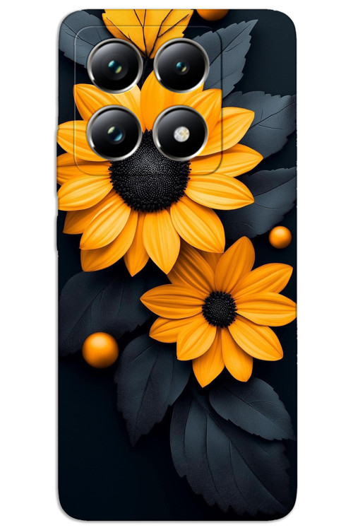 Xiaomi Mi 14 Kılıf HD Desen Baskılı Arka Kapak - Siyah Çiçek