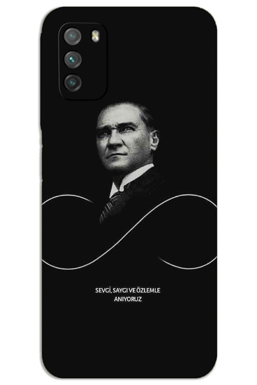 Xiaomi Redmi 9T Kılıf HD Desen Baskılı Arka Kapak - Atatürk Sonsuzluk