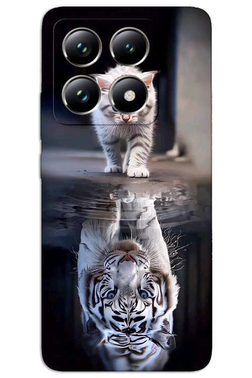 Xiaomi Mi 14 Kılıf HD Desen Baskılı Arka Kapak - Kedi Yansıması