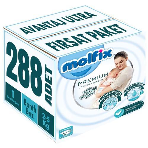 Premium Bebek Bezi Beden:1 (2-5KG) Yeni Doğan 288 Adet Avantaj Ultra Fırsat Pk