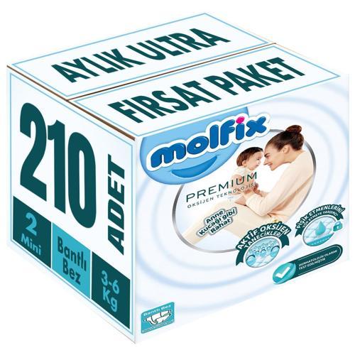 Premium Bebek Bezi Beden:2 (3-6KG) Mini 210 Adet Aylık Ultra Fırsat Pk