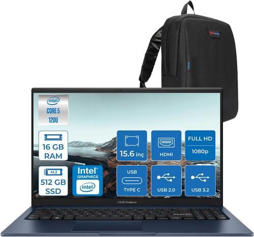 Vivobook X1504VA 15 1.nesil Core 5 120U-16GB-512GB SSD Fhd 15.6inc-Freedos Taşınabilir Bilgisayar ZNJ2861F02+ZETTAÇANTA