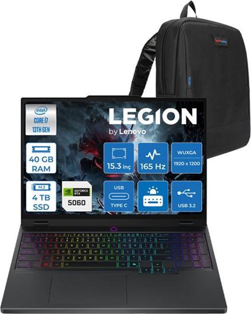 Legion 5 Intel Core I7 13650HX 40GB Ddr5 4tb SSD 8GB/RTX5060/115W 15.3" Wuxga 165Hz IPS 100% Srgb Freedos Taşınabilir Bilgisayar 83LY00AXTRF16 + Zettaçanta