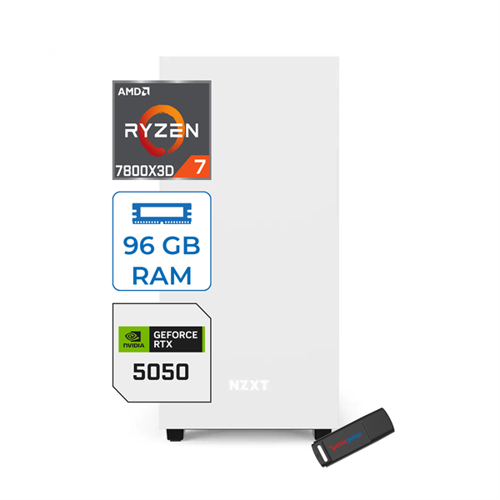 Minix H210 Amd Ryzen 7 7800X3D 96GB (6400MHZ) Ddr5 2tb 7100/6000MB/S SSD 8GB/RTX5050 Windows 11 Pro 750W Masaüstü Bilgisayar ETMINR78X5050P19
