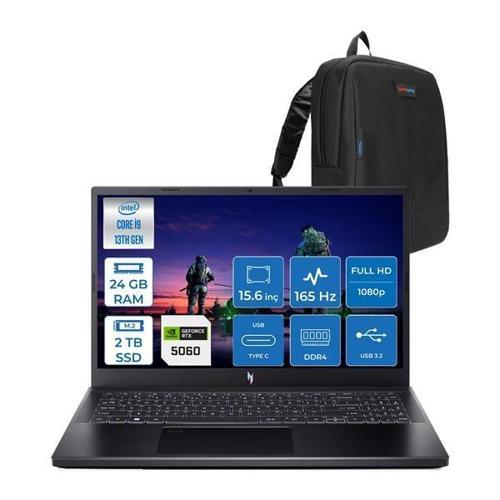 Nitro ANV15-52 Intel Core I9 13900H 24GB 2tb SSD 8GB/RTX5060/75W 15.6" Fhd IPS 165Hz Freedos Taşınabilir Bilgisayar NHQZAEY004F07 + Zettaçanta