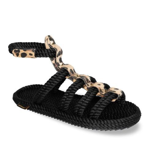 SRG.LEO Serengeti Siyah Leopar Kadın Sandalet