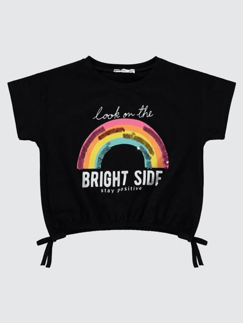 Gökkuşağı Baskılı 2-5 Yaş Tişört - Siyah2-3 Yaş