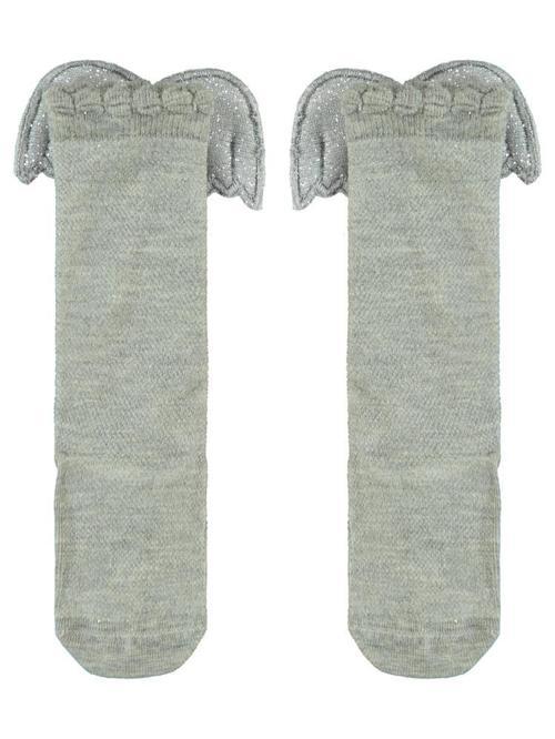 Melek Kanatlı 3-11 Yaş Kız Çocuk Dizaltı Çorap - Gri11-12 Yaş