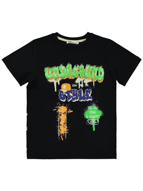 Undergrund Baskılı 10-13 Yaş Tişört - Siyah10-11 Yaş