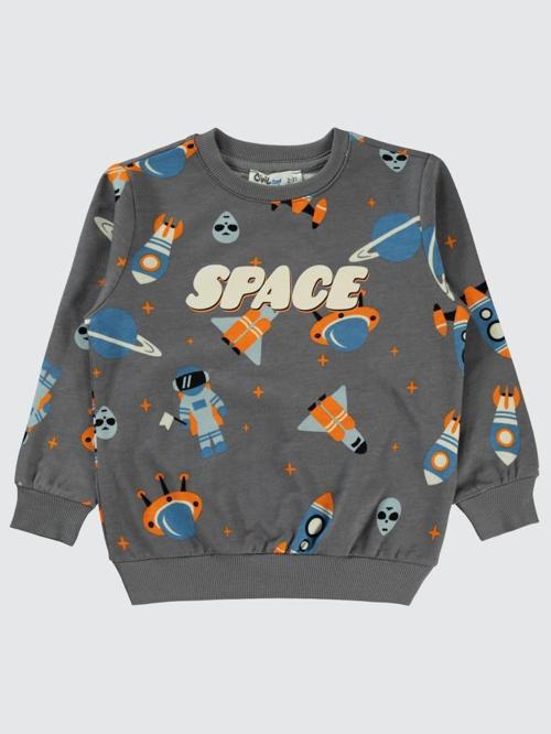 Space World Empirmeli 2-5 Yaş Sweatshirt - Gri3-4 Yaş