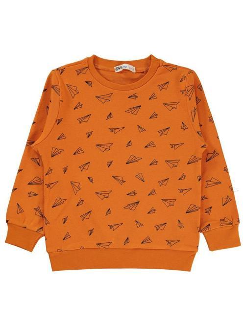 Kağıt Uçak Baskılı 2-5 Yaş Sweatshirt - Turuncu4-5 Yaş