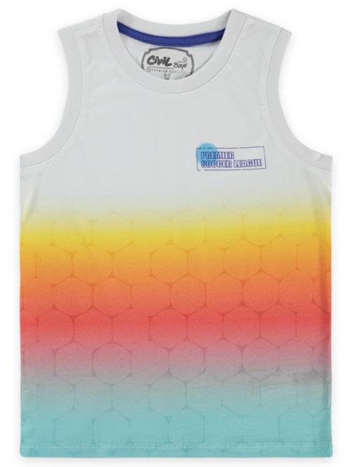 Renkli Premier Baskılı Sıfır Kol 6-9 Yaş Tişört - Mavi6-7 Yaş