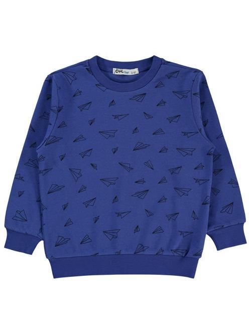 Kağıt Uçak Baskılı 2-5 Yaş Sweatshirt - Mavi4-5 Yaş