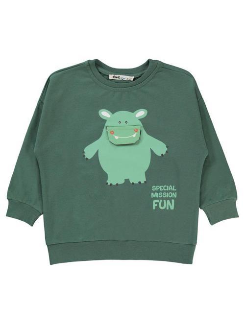 Specıal Mıssıon Fun Baskılı 2-5 Yaş Sweatshirt - Haki2-3 Yaş