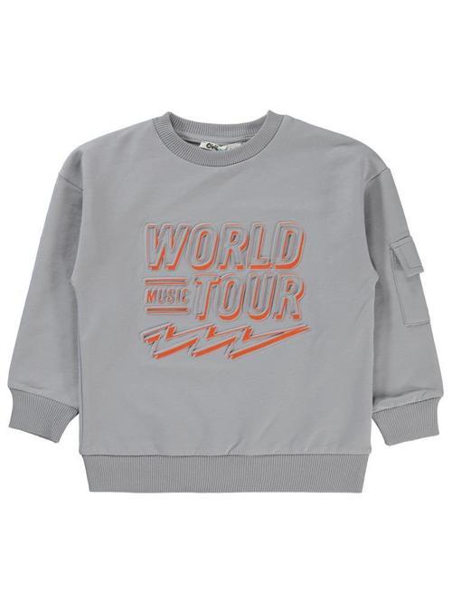World Baskılı 2-5 Yaş Sweatshirt - Gri2-3 Yaş