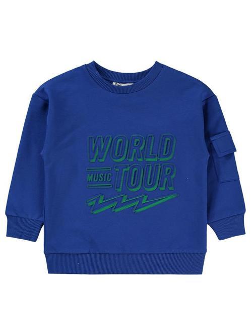 World Baskılı 2-5 Yaş Sweatshirt - Mavi5-6 Yaş