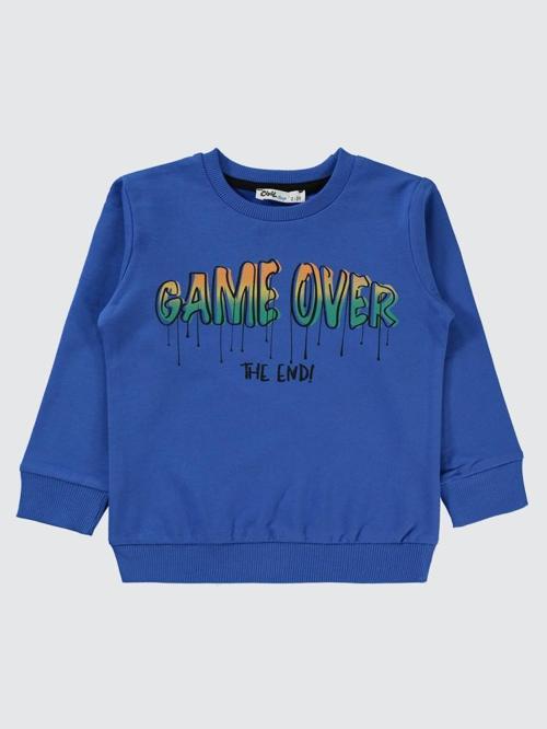 Gamer Over Baskılı 2-5 Yaş Sweatshirt - Mavi2-3 Yaş