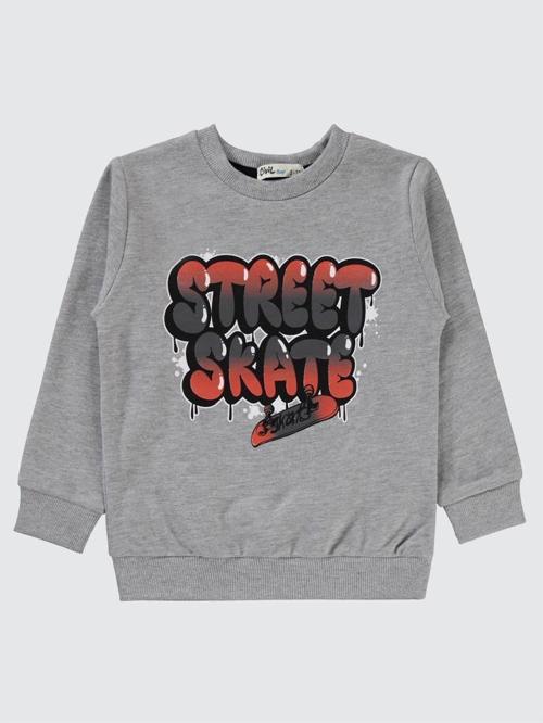 Street Skate Baskılı 2-5 Yaş Sweatshirt - Gri2-3 Yaş