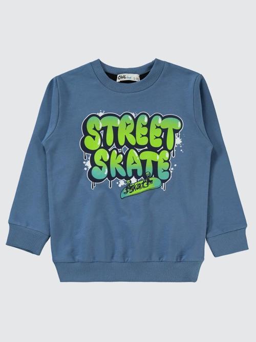 Street Skate Baskılı 2-5 Yaş Sweatshirt - Mavi3-4 Yaş