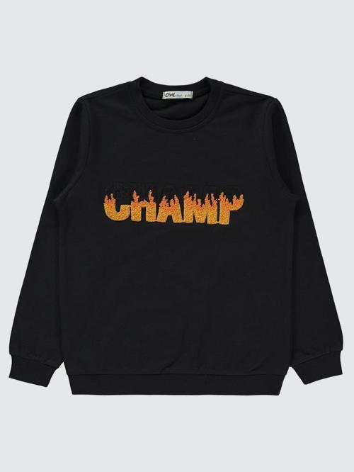 Champ Baskılı 10-13 Yaş Sweatshirt - Siyah11-12 Yaş