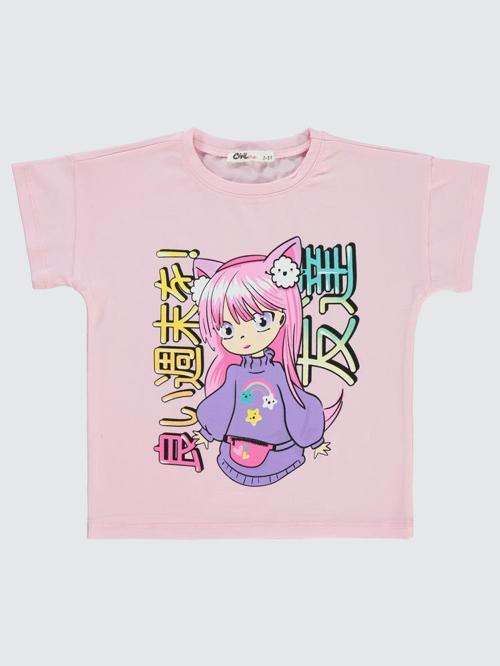 Anime Baskılı 2-5 Yaş Tişört - Pembe2-3 Yaş