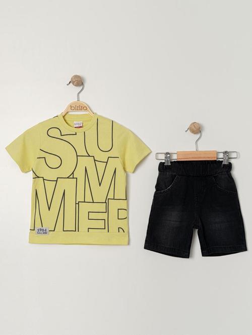 Bizio Summer baskılı Bisiklet Yaka 2-5 Yaş Takım - Sarı2-3 Yaş