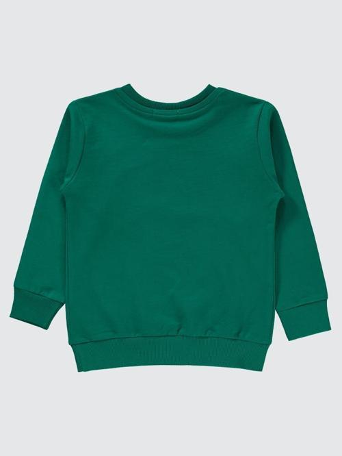 Bulldozer Baskılı 2-5 Yaş Sweatshirt - Yeşil3-4 Yaş