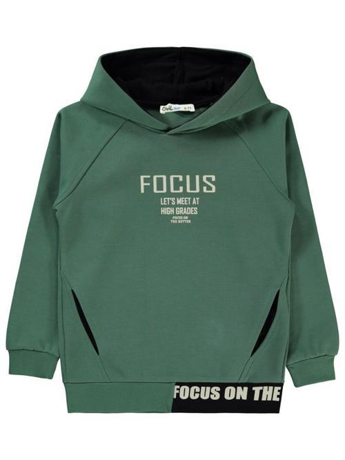 Focus Baskılı 6-9 Yaş Sweatshirt - Haki9-10 Yaş