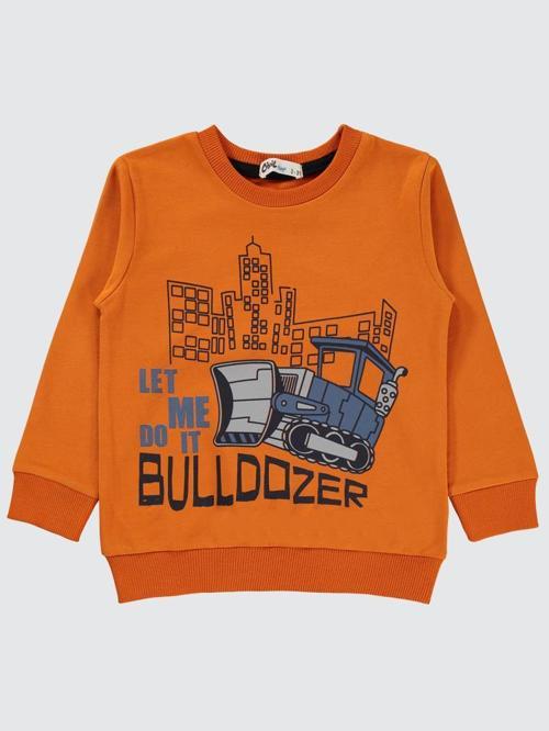 Bulldozer Baskılı 2-5 Yaş Sweatshirt - Turuncu3-4 Yaş