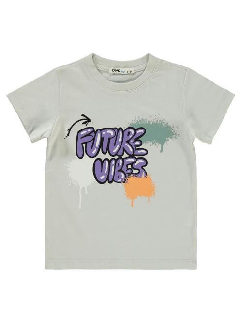 Future Vıbes Baskılı 2-5 Yaş Tişört - Gri2-3 Yaş