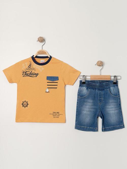 Bizio Yelken baskılı Bisiklet Yaka 2-5 Yaş Takım - Turuncu2-3 Yaş