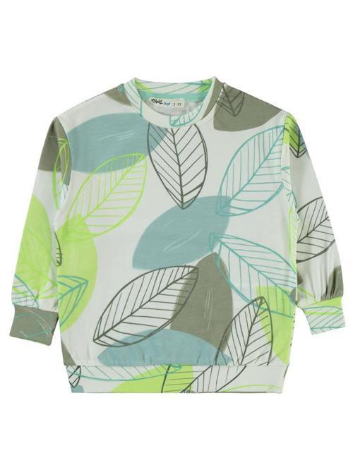 Yaprak Baskılı 2-5 Yaş Sweatshirt - Yeşil5-6 Yaş