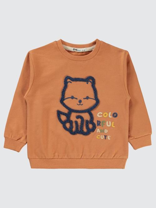 Kedi Nakışlı 2-5 Yaş Sweatshirt - Turuncu3-4 Yaş