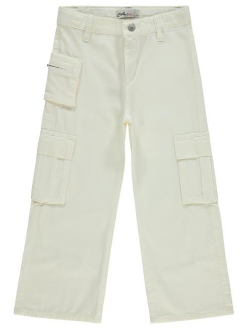 Üç Cepli Kargo 6-9 Yaş Pantolon - Beyaz8-9 Yaş