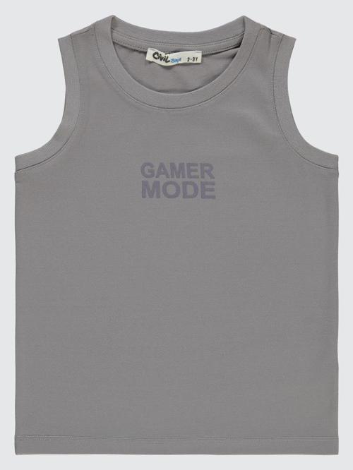 Gamer Mode Reflektör Baskılı Sıfır Kol 2-5 Yaş Tişört - Gri4-5 Yaş