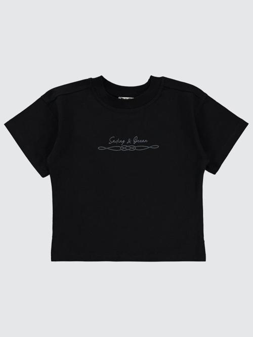 Sailing Baskılı Oversize 2-5 Yaş Tişört - Siyah5-6 Yaş