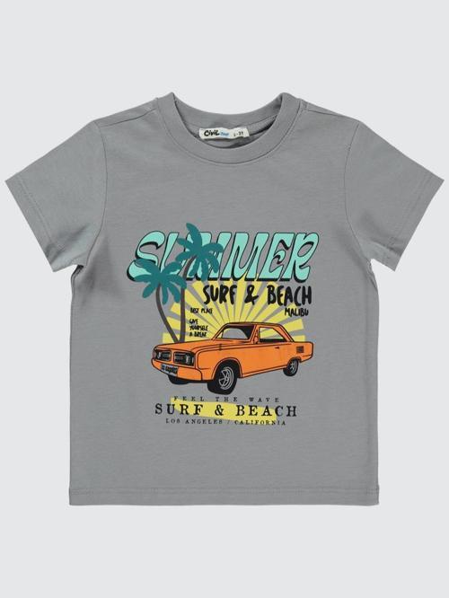 Summer Araba Baskılı 2-5 Yaş Tişört - Gri2-3 Yaş