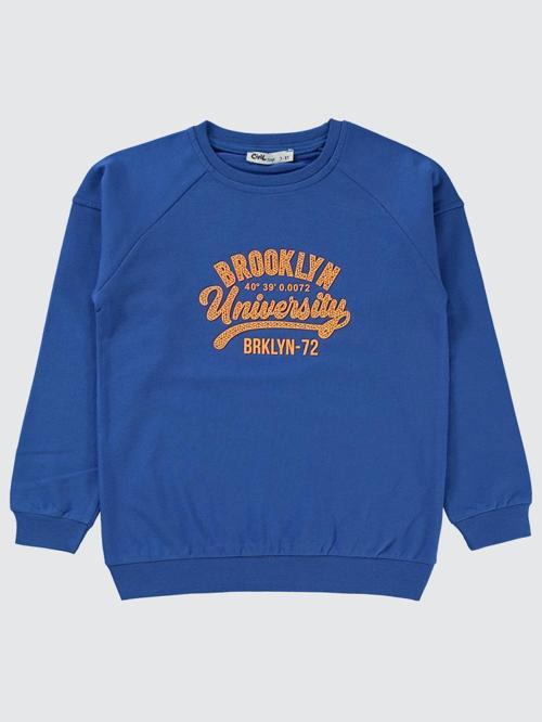 Brokoklyn Nakışlı 10-13 Yaş Sweatshirt - Mavi12-13 Yaş