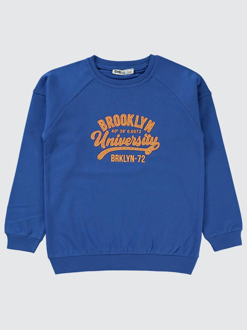 Brokoklyn Nakışlı 10-13 Yaş Sweatshirt - Mavi10-11 Yaş