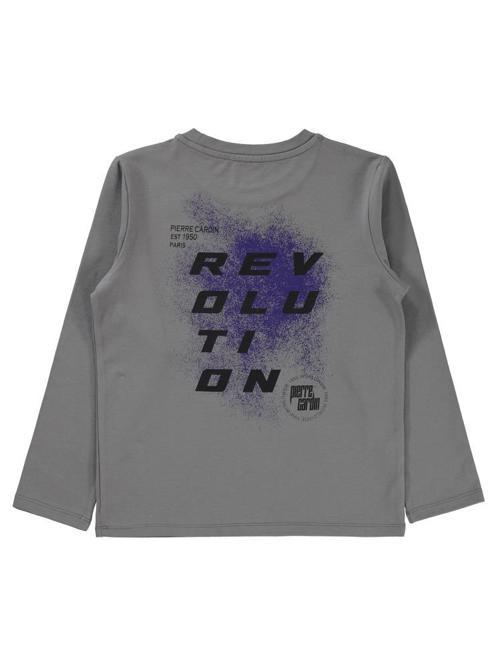 Sırtı Revolutıon Baskılı 6-9 Yaş Sweatshirt - Gri6-7 Yaş