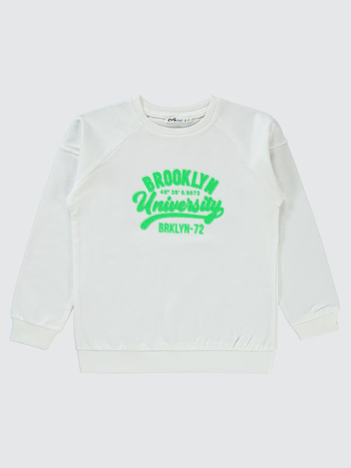 Brokoklyn Nakışlı 10-13 Yaş Sweatshirt - Ekru11-12 Yaş