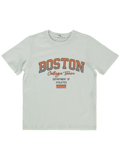 Boston Baskılı 6-9 Yaş Tişört - Gri9-10 Yaş
