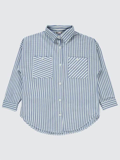 Çizgili 10-13 Yaş Gömlek - Mavi10-11 Yaş