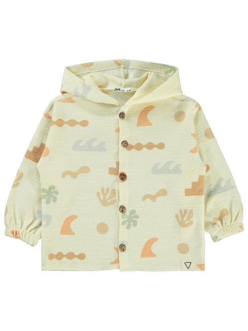 Palmiye Nakışlı Kapşonlu 2-5 Yaş Gömlek - Bej4-5 Yaş