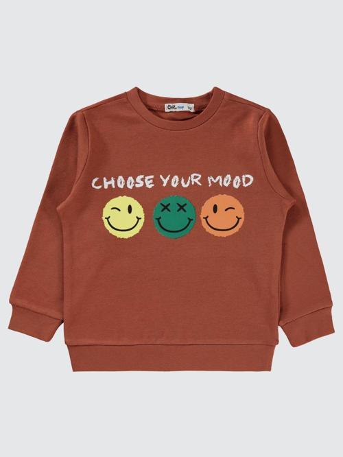 Choose Your Mood Baskılı 2-5 Yaş Sweatshirt - Turuncu3-4 Yaş