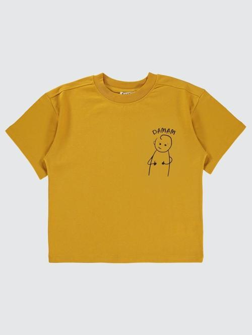 Mivil Boys Damam Baskılı 6-9 Yaş Tişört - Hardal6-7 Yaş