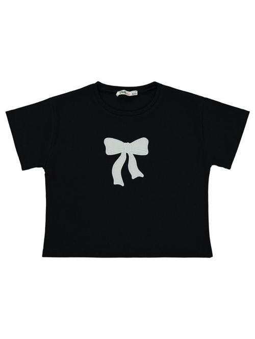 Fiyonk Nakışlı 10-13 Yaş Tişört - Siyah10-11 Yaş