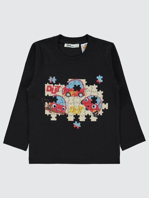 Civil Boys Puzzle Baskılı 2-5 Yaş Sweatshirt - Siyah2-3 Yaş