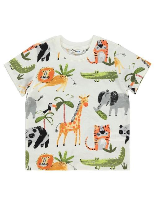 Karalama Hayvanlar Empirme 2-5 Yaş Tişört - Ekru2-3 Yaş