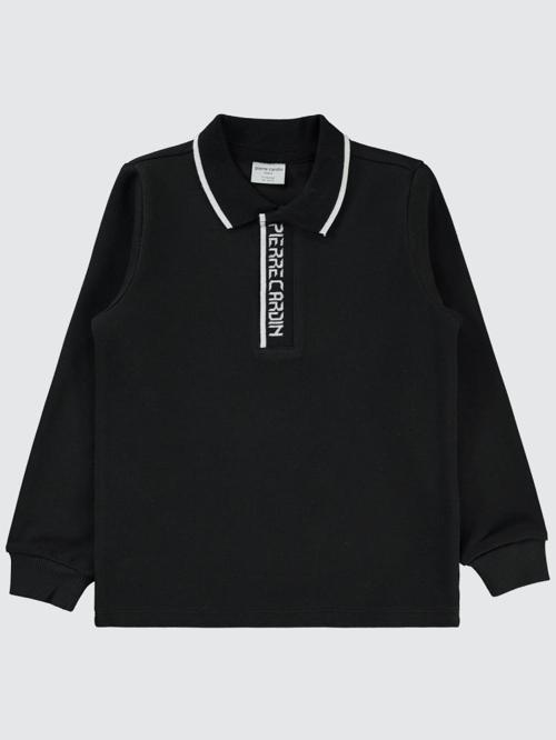 Yakası Pıerre Cardın Baskılı 6-9 Yaş Sweatshirt - Siyah9-10 Yaş